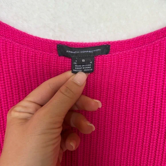 French Connection Millie Mozart Boatneck Chunky Knit Pink Sweater Size Small - Picture 6 of 8